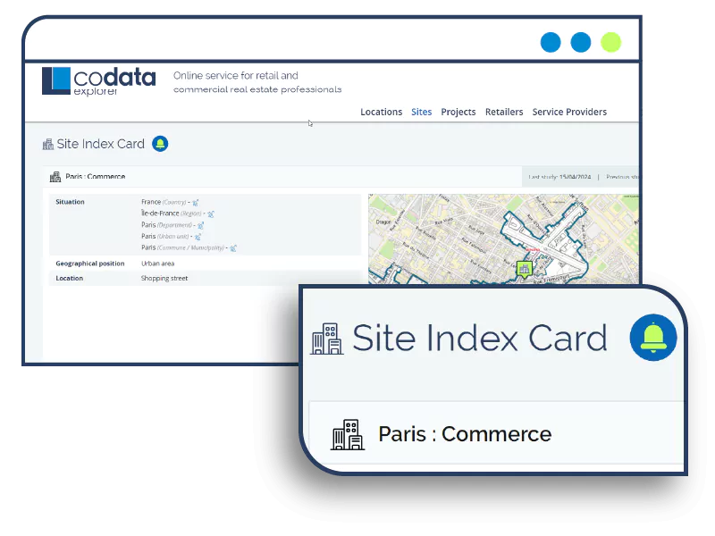 Monitoring a commercial site on Codata Explorer